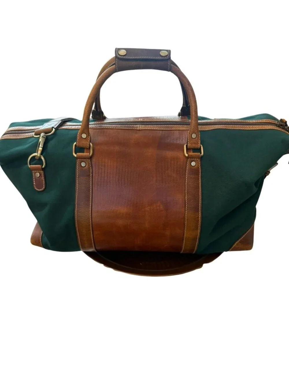 Peter Millar CCNC Leather Canvas Weekender Duffel Bag Friwadsworth NYC Green Bro